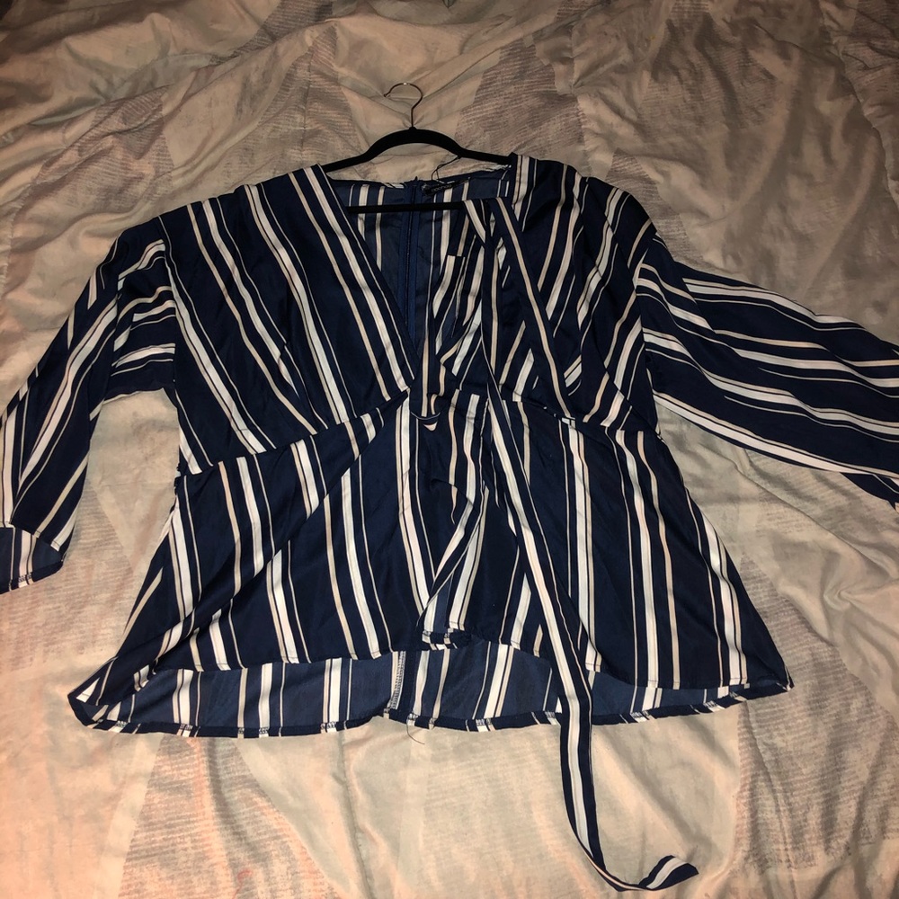 Navy blue w stripes blouse. Worn once.